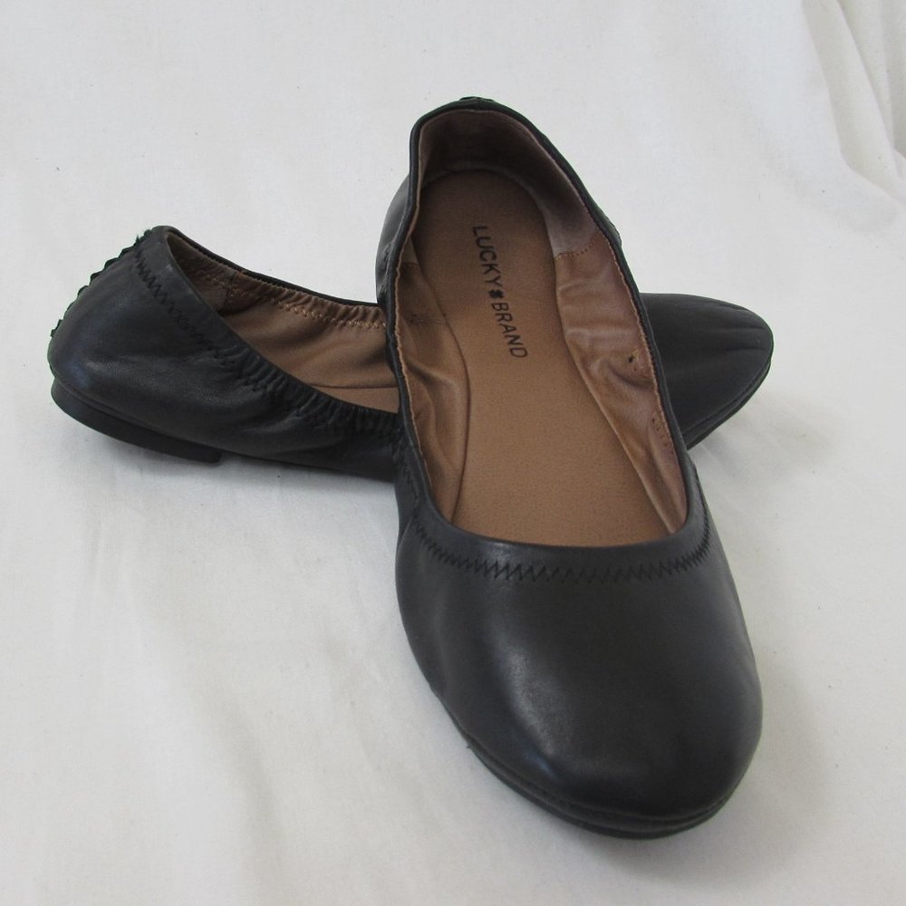 Lucky Brand Emmie Black Leather Ballet Flats 7M